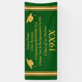 緑および金ゴールドの同窓会の旗か卒業 横断幕 (縦)