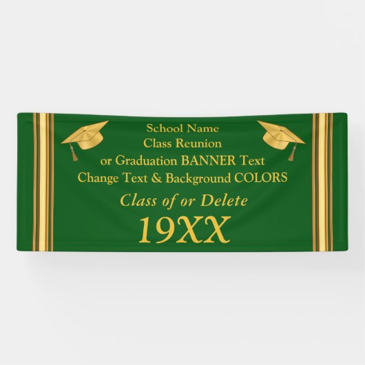 緑および金ゴールドの同窓会の旗か卒業 横断幕 (横)