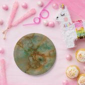 緑および金ゴールドの大理石 ペーパープレート (パーティー)