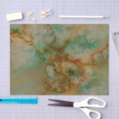 緑および金ゴールドの大理石 薄葉紙 (クラフト)