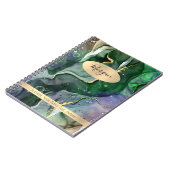 緑および金ゴールドインク抽象芸術、名前/件名 ノートブック (左側)