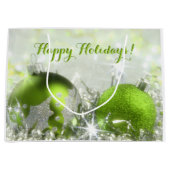 緑および銀製のクリスマスのギフトバッグ ラージペーパーバッグ (正面)