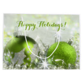 緑および銀製のクリスマスのギフトバッグ ラージペーパーバッグ (裏面)