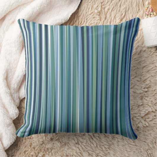 緑および青い縞の枕枕モダン クッション (ブランケット)