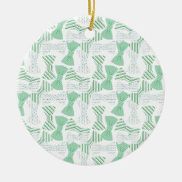 緑および青のちょうネクタイのデザインBOWTIES セラミックオーナメント