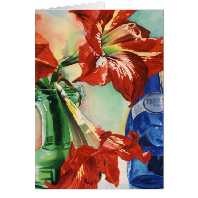 "緑および青のガラス"カード (正面)