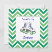 緑および青のローラースケートの誕生日の招待状 招待状 (裏面)