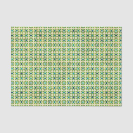 緑および青の幾何学的なパターン 薄葉紙 (正面)