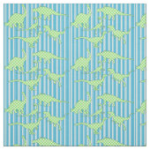 緑および青の恐竜の生地 ファブリック (見本)