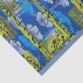 緑および青の抽象的なティッシュペーパー 薄葉紙 (詳細)