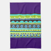 緑および青の種族パターン キッチンタオル (縦)