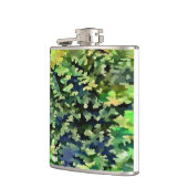 緑および青の群葉の抽象的なポップアート フラスク (左)