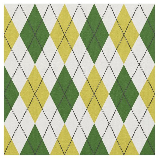 緑および黄色のアーガイル柄のなパターン ファブリック (クローズアップ)