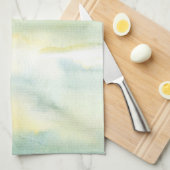 緑および黄色の水彩画の絵画のふきん キッチンタオル (四つ折り)