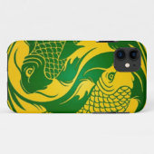 緑および黄色の陰陽のコイの魚 Case-Mate iPhoneケース (裏面(横))