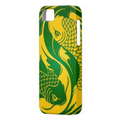 緑および黄色の陰陽のコイの魚 Case-Mate iPhoneケース (裏面左)