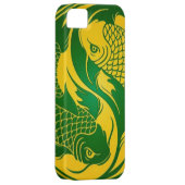 緑および黄色の陰陽のコイの魚 Case-Mate iPhoneケース (裏面/右)
