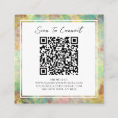 緑および黄色のQrコードカラフル抽象芸術パターン スクエア名刺 (裏面)
