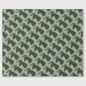 緑および黒いシカの包装紙 ラッピングペーパー (フラット)