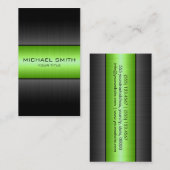 緑および黒いステンレス鋼の金属 名刺 (正面/裏面)