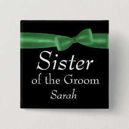 緑および黒い弓結婚披露宴の役割の名前Pin 缶バッジ