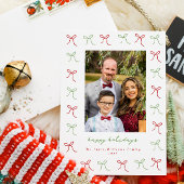 緑お洒落と赤の手描き弓フレームの写真 シーズンカード