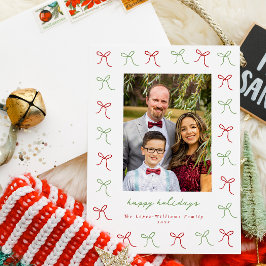 緑お洒落と赤の手描き弓フレームの写真 シーズンカード