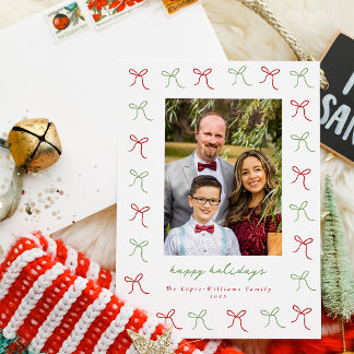 緑お洒落と赤の手描き弓フレームの写真 シーズンカード