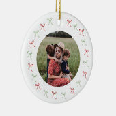 緑お洒落と赤の手描き弓フレームの写真 セラミックオーナメント (右)