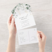 緑お洒落と金ゴールドのカジュアル封印と送信 オールインワン招待状 (貼ってはがせる)