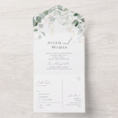 緑お洒落と金ゴールドのカジュアル封印と送信 オールインワン招待状 (内側)