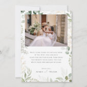 緑お洒落と金ゴールドのフラットフォト サンキューカード (裏面)