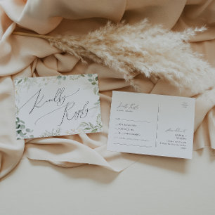 緑お洒落と金ゴールドの歌のリクエストRSVP ポストカード