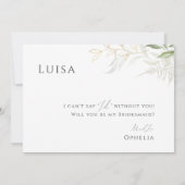 緑お洒落と金ゴールドの花嫁カード 招待状 (裏面)