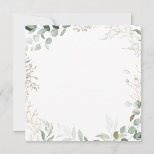 緑お洒落と金ゴールドスクエア結婚ズ 招待状 (裏面)