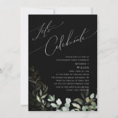 緑お洒落と金ゴールドブラックレッツ祝 招待状 (正面)