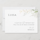 緑お洒落と金ゴールドメイド・オブ・オーナー(花嫁付き添い人)カード 招待状 (裏面)