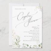 緑お洒落と金ゴールド |カップルのシャワー 招待状 (正面)