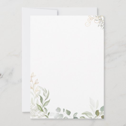 緑お洒落と金ゴールド |カップルのシャワー 招待状 (裏面)