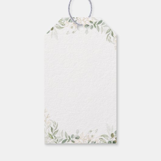 緑お洒落と金ゴールド |結婚へようこそ ギフトタグ (裏面)