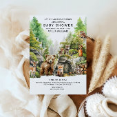 緑お洒落のウッドランド水彩森林動物 招待状