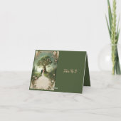 緑お洒落の中世結婚のテーブルカード サンキューカード (裏面)