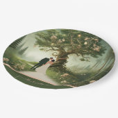 緑お洒落の中世結婚林 ペーパープレート (アングル)