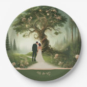 緑お洒落の中世結婚林 ペーパープレート (正面)