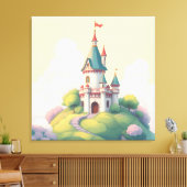 緑お洒落の庭のある城 キャンバスプリント (インサイチュ (リビング))