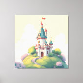 緑お洒落の庭のある城 キャンバスプリント (正面)