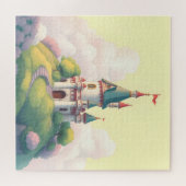 緑お洒落の庭のある城 ジグソーパズル (横)