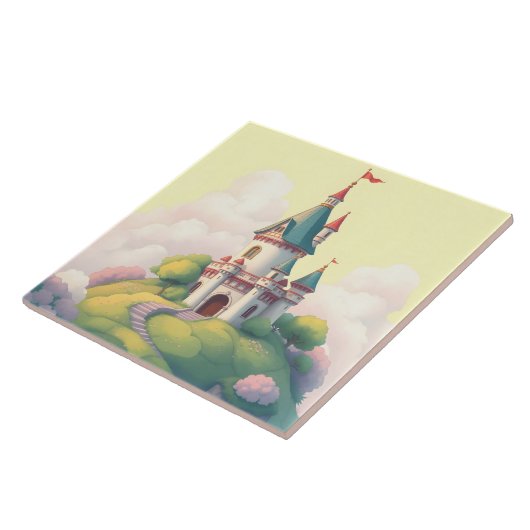 緑お洒落の庭のある城 タイル (側面)