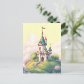 緑お洒落の庭のある城 ポストカード (スタンド正面)