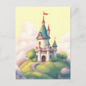 緑お洒落の庭のある城 ポストカード (正面)